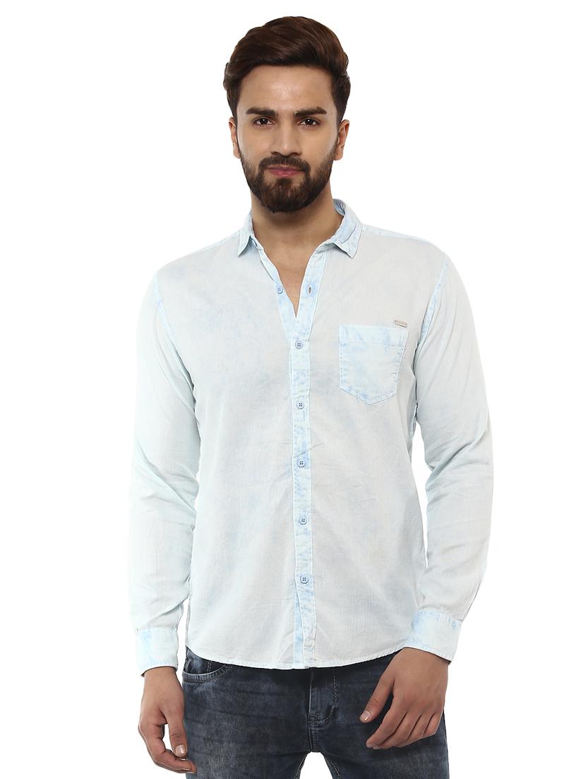light blue cotton casual shirt - 14997481 - Zoom Image - 0