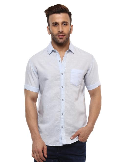 light blue linen casual shirt - 14997506 - Standard Image - 0