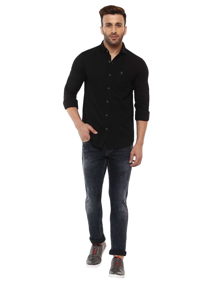 black cotton casual shirt - 14997524 - Standard Image - 3