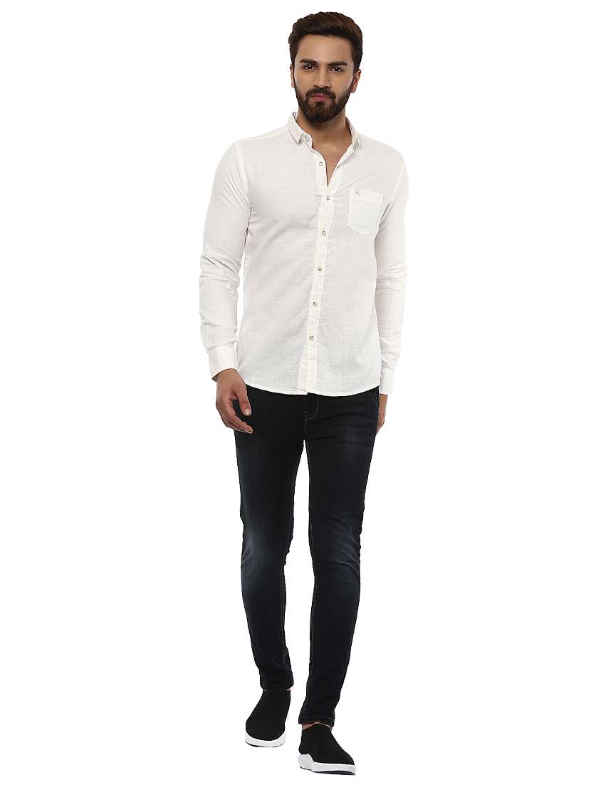 white cotton casual shirt - 14997525 - Standard Image - 3