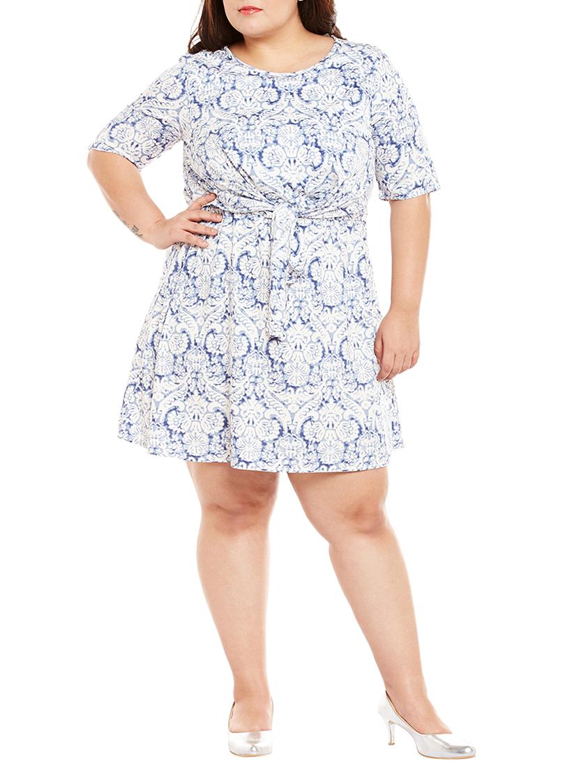 blue printed plus dress - 14997761 - Standard Image - 3