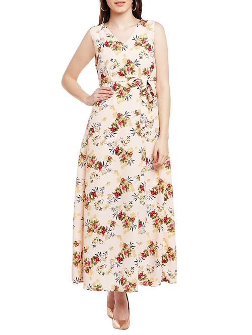beige floral belted dress - 14997764 -  Standard Image - 0