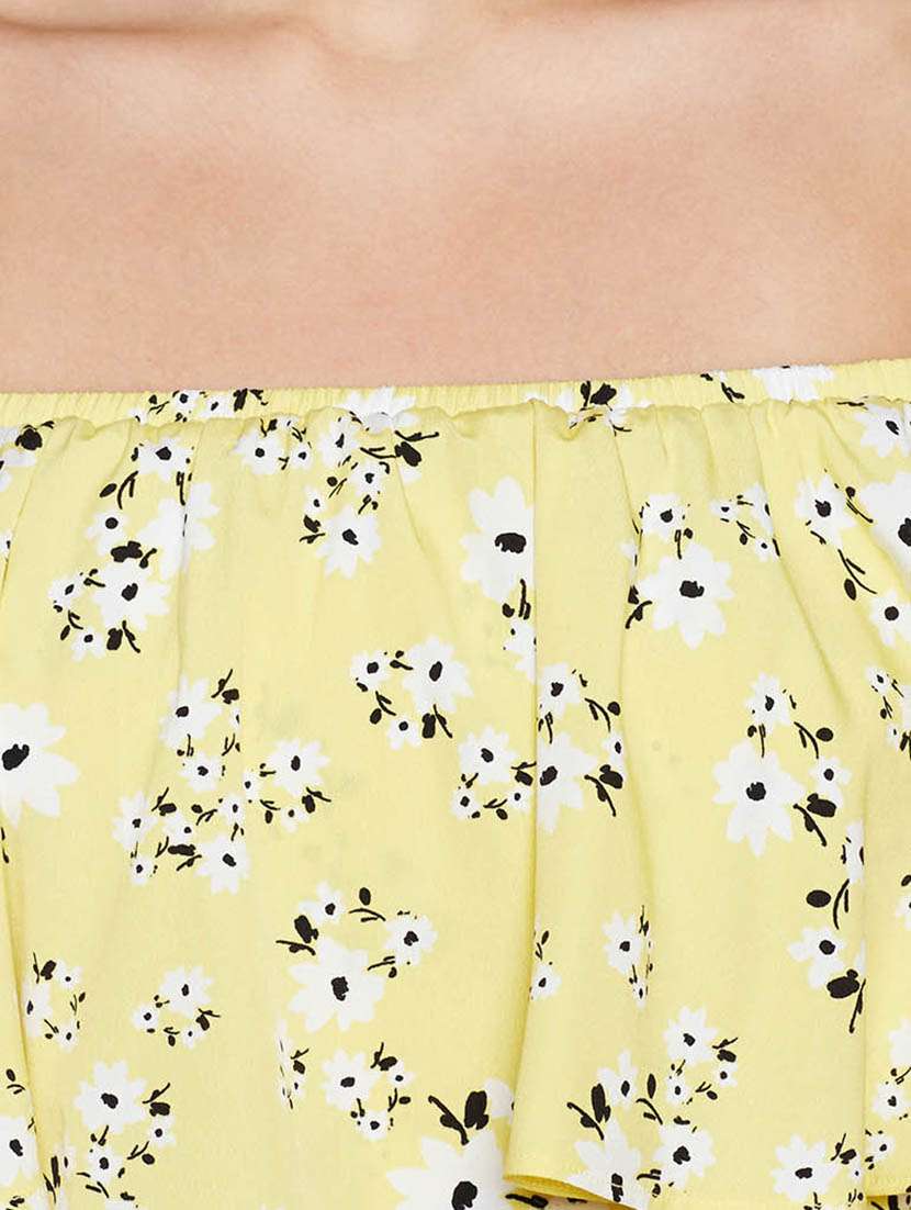 yellow printed ruffled top - 14997801 - Standard Image - 3