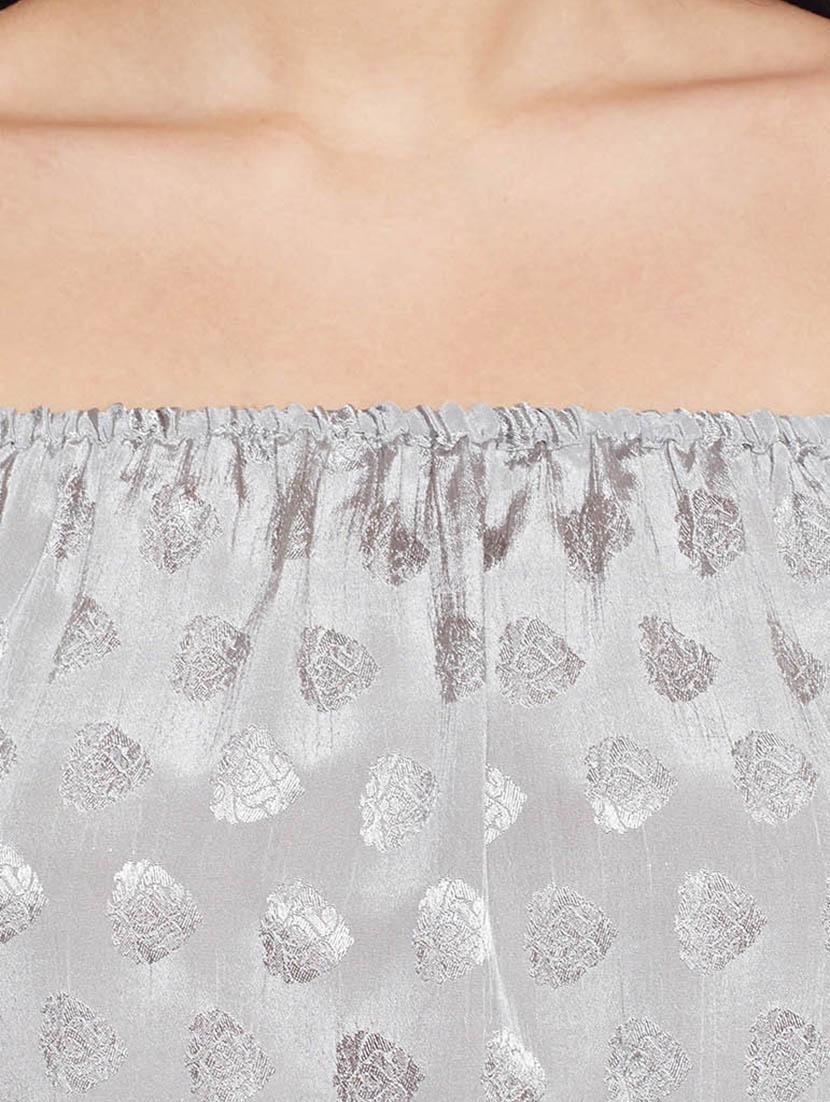off shoulder jacquard top - 14997809 - Standard Image - 3
