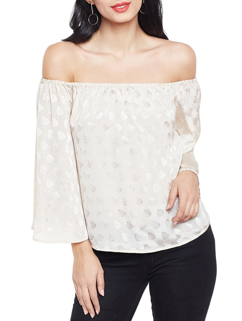 off shoulder jacquard top - 14997810 - Zoom Image - 0