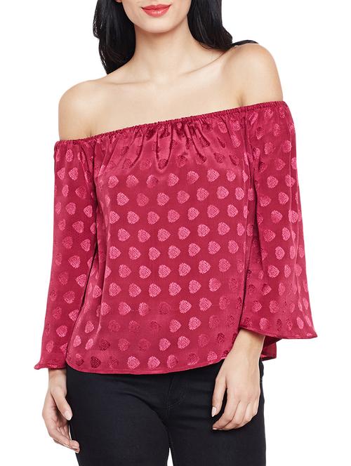 off shoulder jacquard top - 14997811 - Standard Image - 0