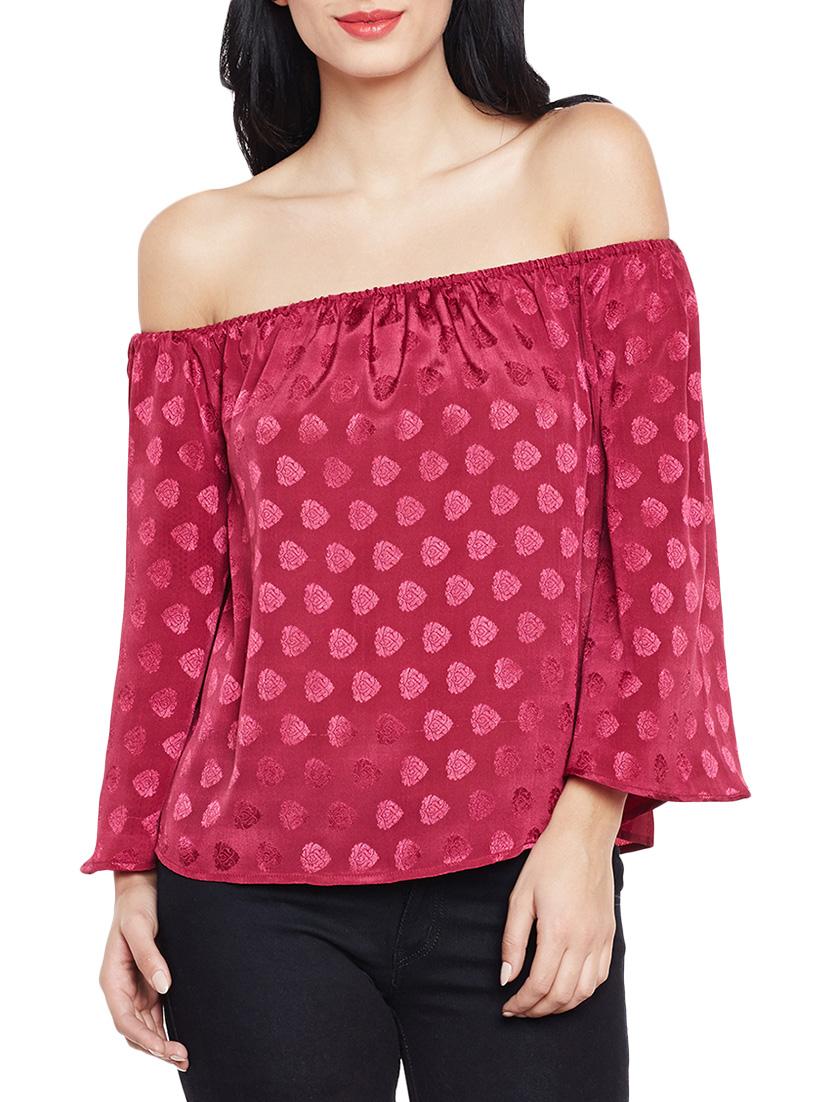 off shoulder jacquard top - 14997811 - Zoom Image - 0