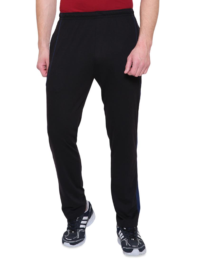 black cotton full length track pant