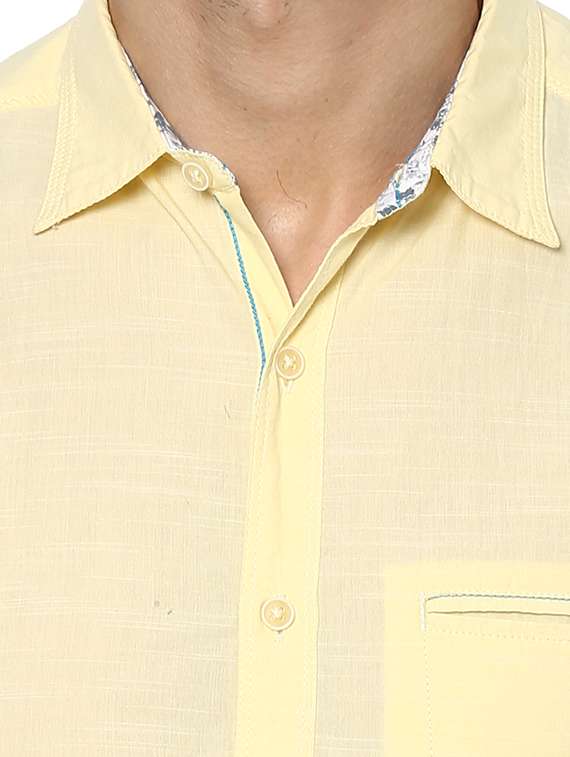 yellow cotton casual shirt - 15000727 -  Standard Image - 3