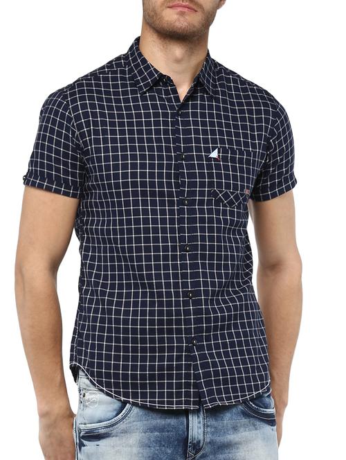 navy blue cotton casual shirt - 15000742 -  Standard Image - 0