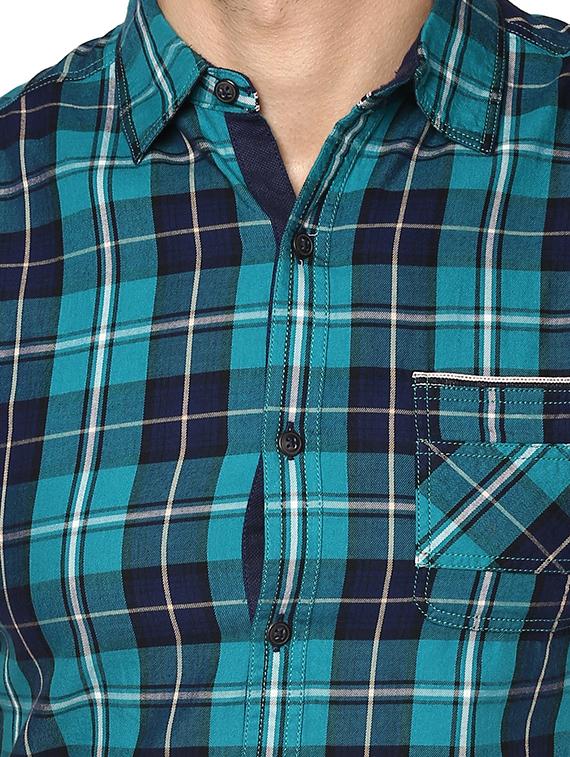 blue cotton casual shirt - 15000743 - Standard Image - 3