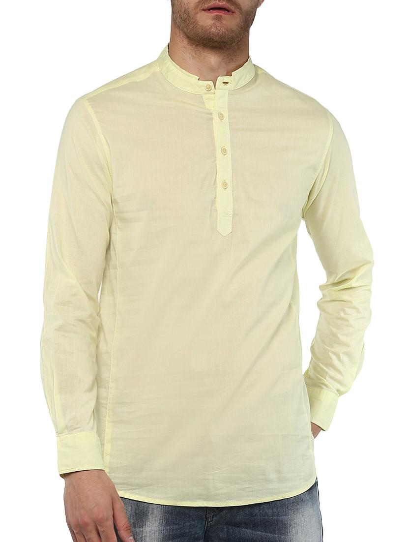 yellow cotton short kurta - 15000764 - Zoom Image - 0