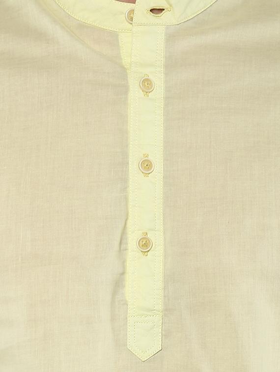 yellow cotton short kurta - 15000764 - Standard Image - 3