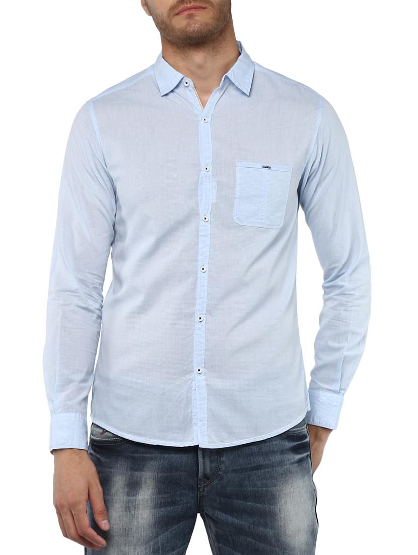 light blue cotton casual shirt - 15000769 - Zoom Image - 0
