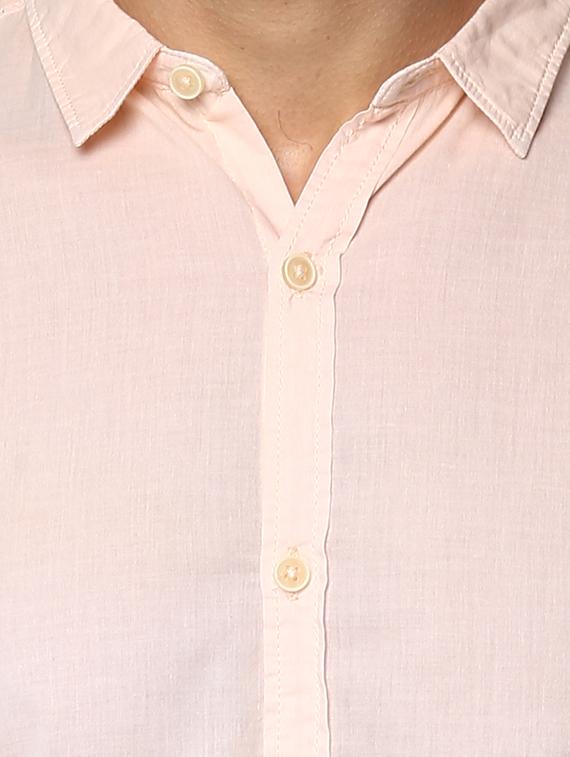 peach cotton casual shirt - 15000770 - Standard Image - 3
