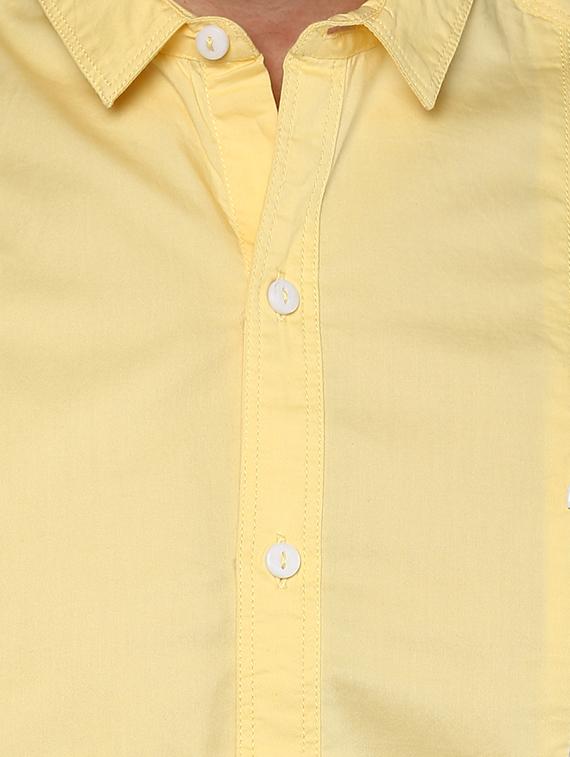 yellow cotton casual shirt - 15000776 - Standard Image - 3