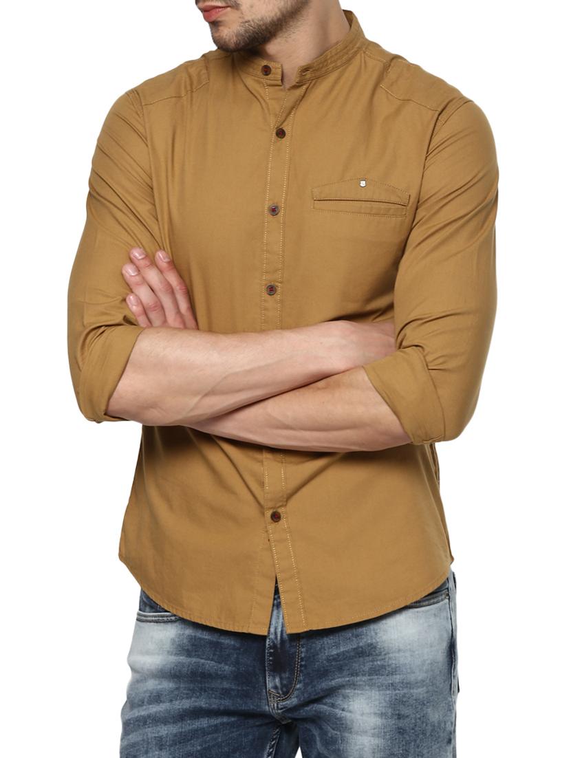 brown cotton casual shirt - 15000777 -  Zoom Image - 0