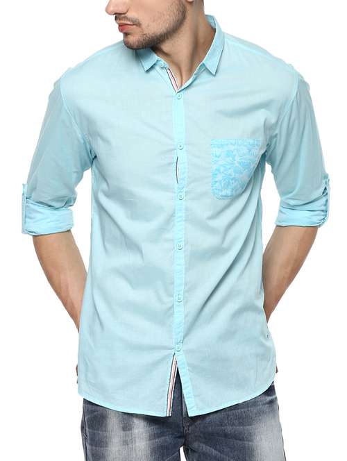light blue cotton casual shirt - 15000782 -  Standard Image - 0