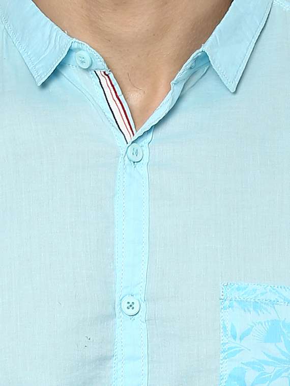 light blue cotton casual shirt - 15000782 - Standard Image - 3