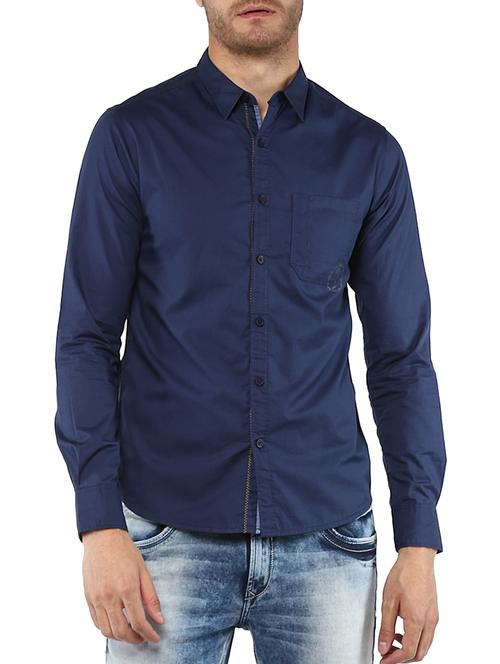 blue cotton casual shirt - 15000786 - Standard Image - 0