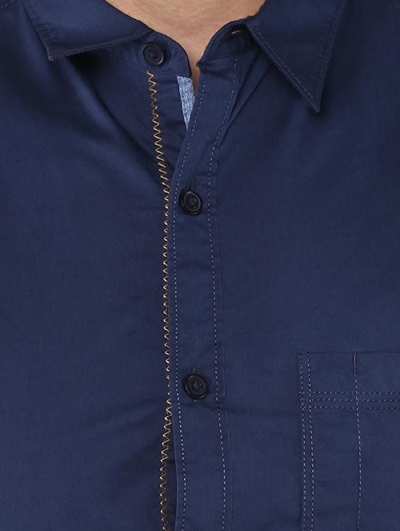 blue cotton casual shirt - 15000786 - Standard Image - 3