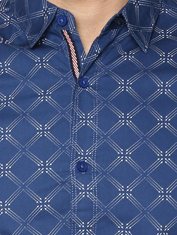 blue cotton casual shirt - 15000800 - Standard Image - 3