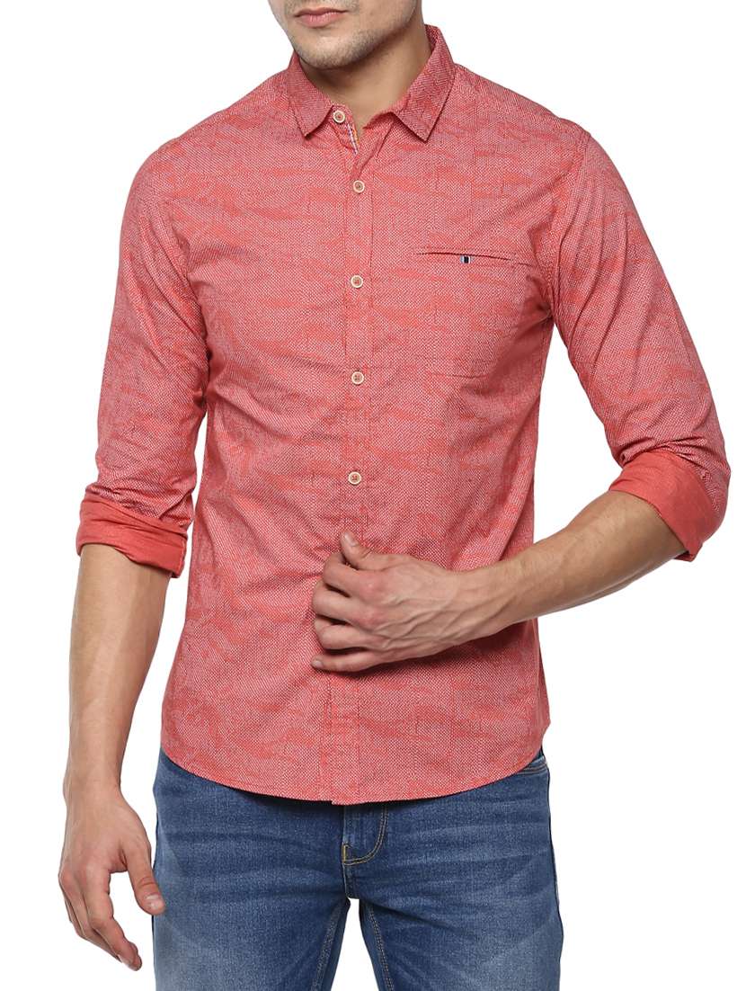 red cotton casual shirt
