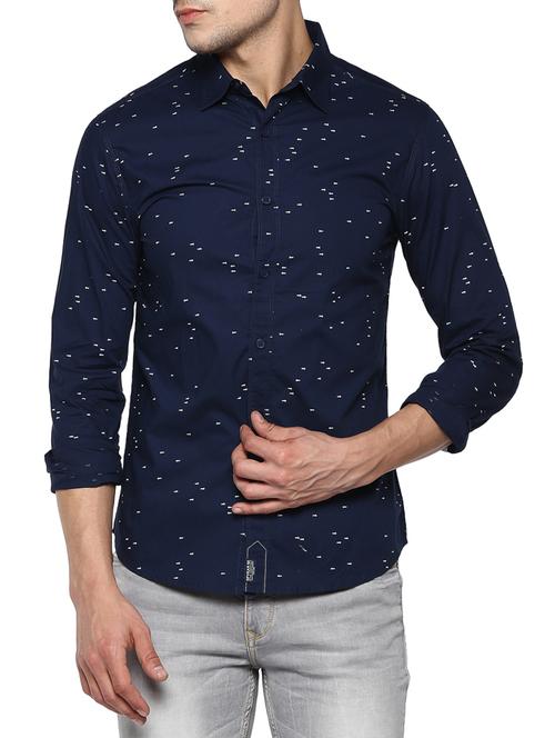 navy blue cotton casual shirt - 15000823 -  Standard Image - 0