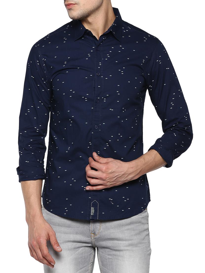 navy blue cotton casual shirt - 15000823 -  Zoom Image - 0