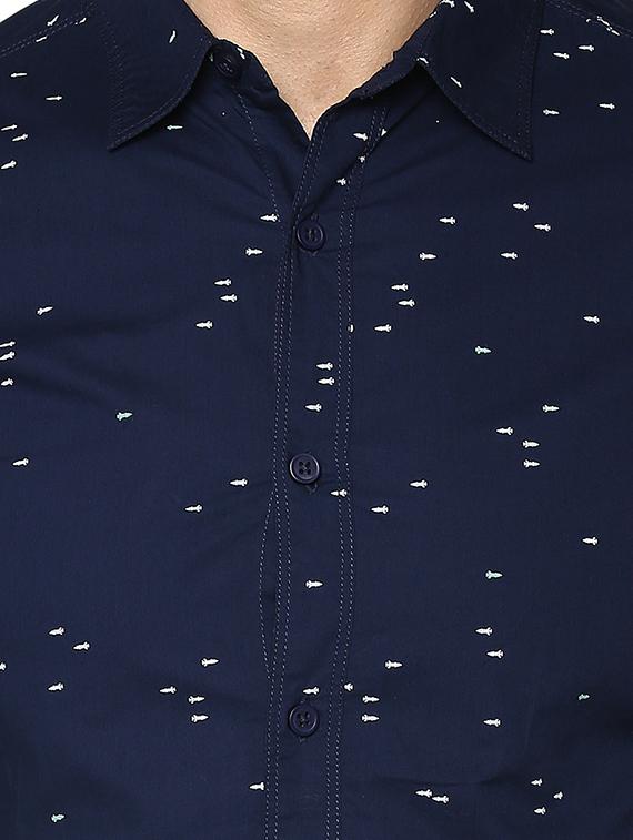 navy blue cotton casual shirt - 15000823 - Standard Image - 3