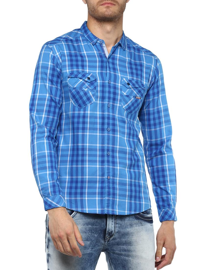 blue cotton casual shirt - 15000848 - Zoom Image - 0