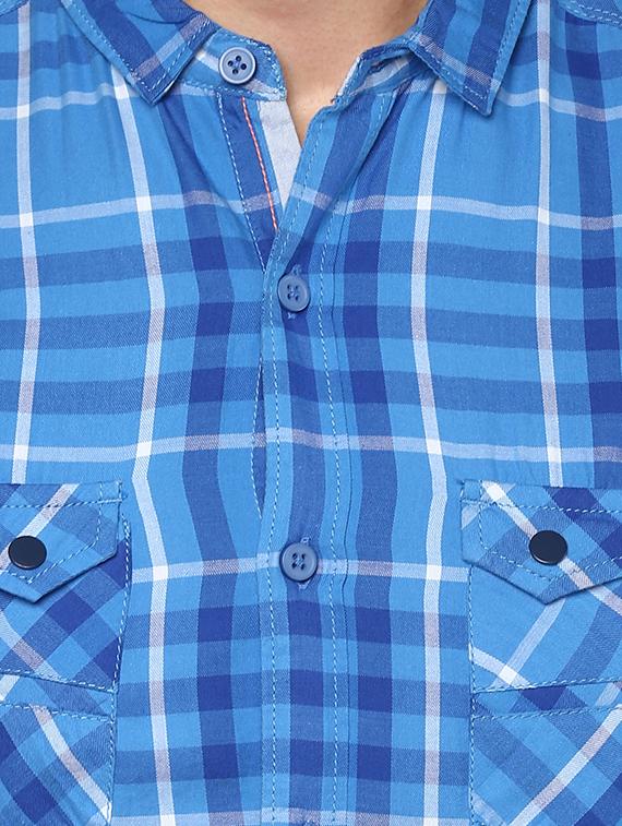 blue cotton casual shirt - 15000848 - Standard Image - 3
