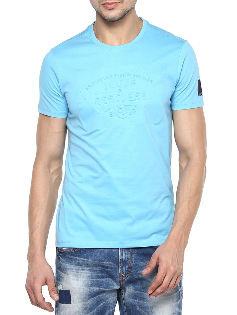 turquoise cotton t-shirt - 15000876 - Zoom Image - 0