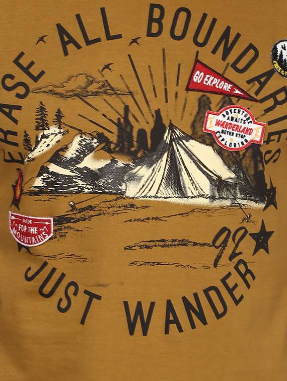 brown cotton chest print tshirt - 15000883 -  Standard Image - 3