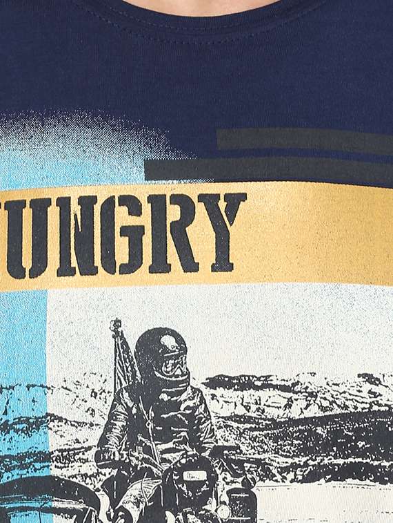 blue cotton front print tshirt - 15000890 -  Standard Image - 3