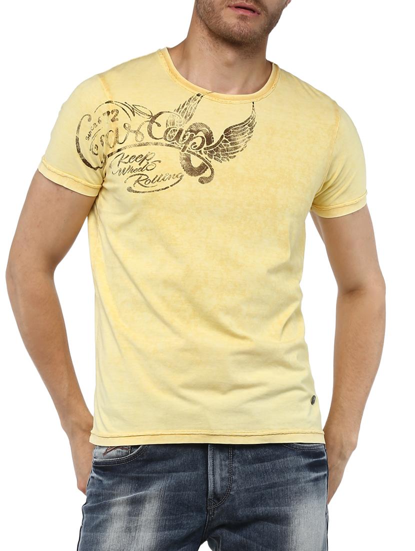 yellow cotton chest print tshirt - 15000898 - Zoom Image - 0