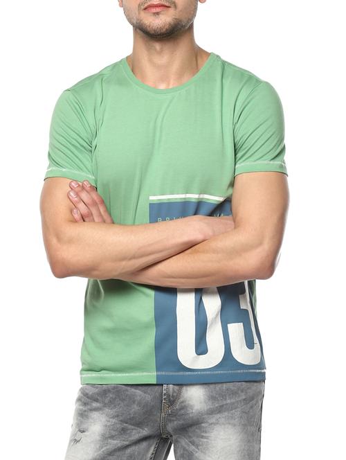 green cotton front print tshirt - 15000915 - Standard Image - 0