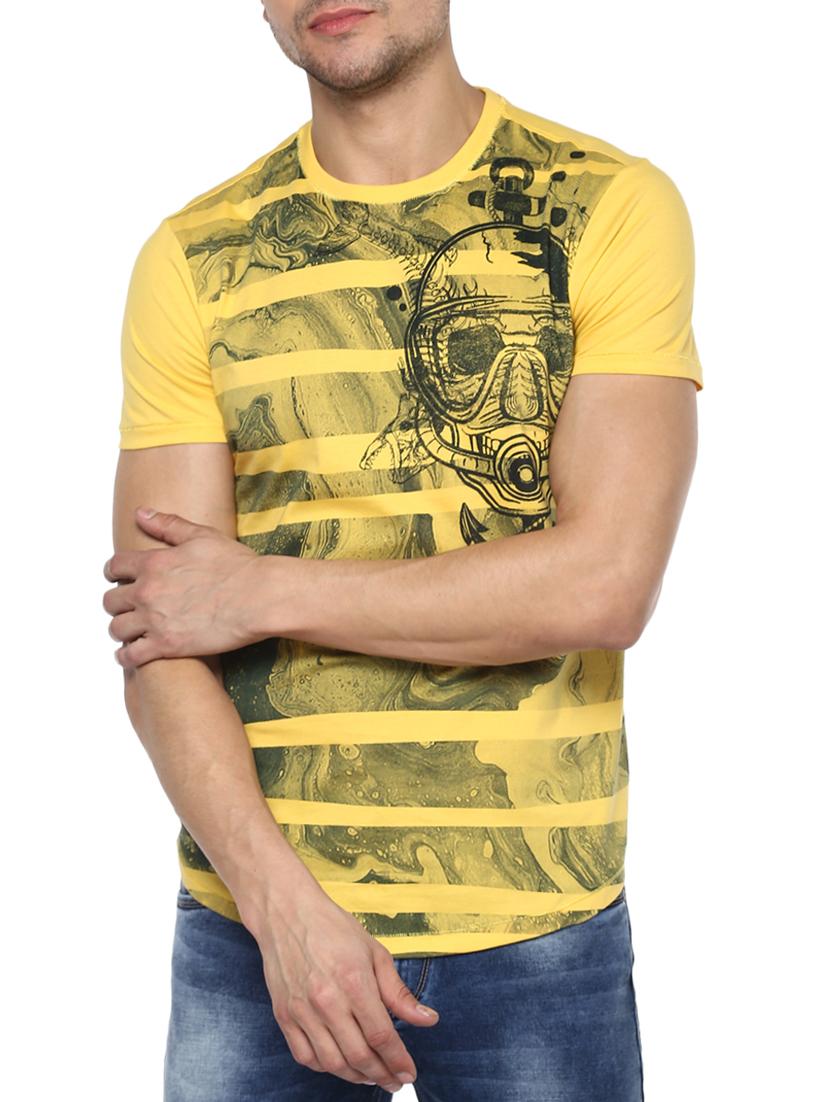 yellow cotton front print tshirt - 15000925 - Zoom Image - 0