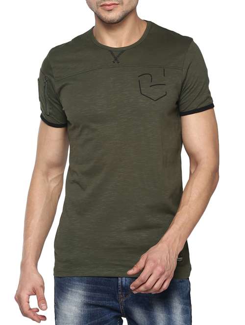 olive green cotton t-shirt - 15000930 - Standard Image - 0