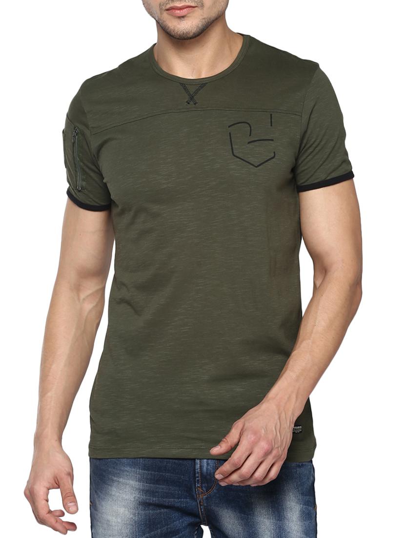 olive green cotton t-shirt - 15000930 - Zoom Image - 0