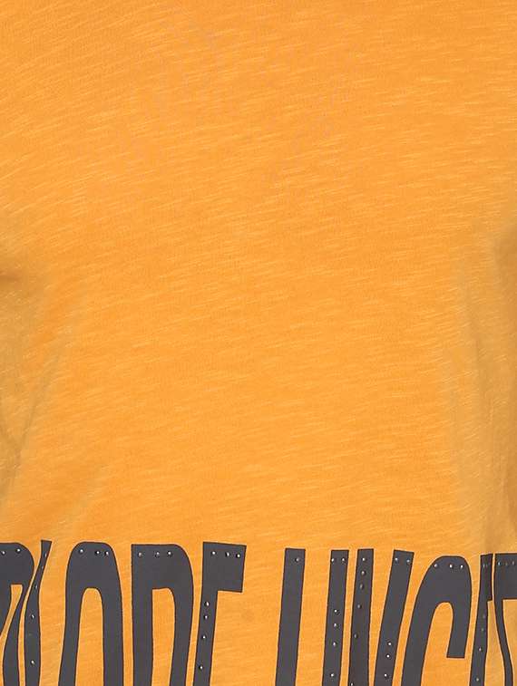 yellow cotton front print tshirt - 15000941 - Standard Image - 3