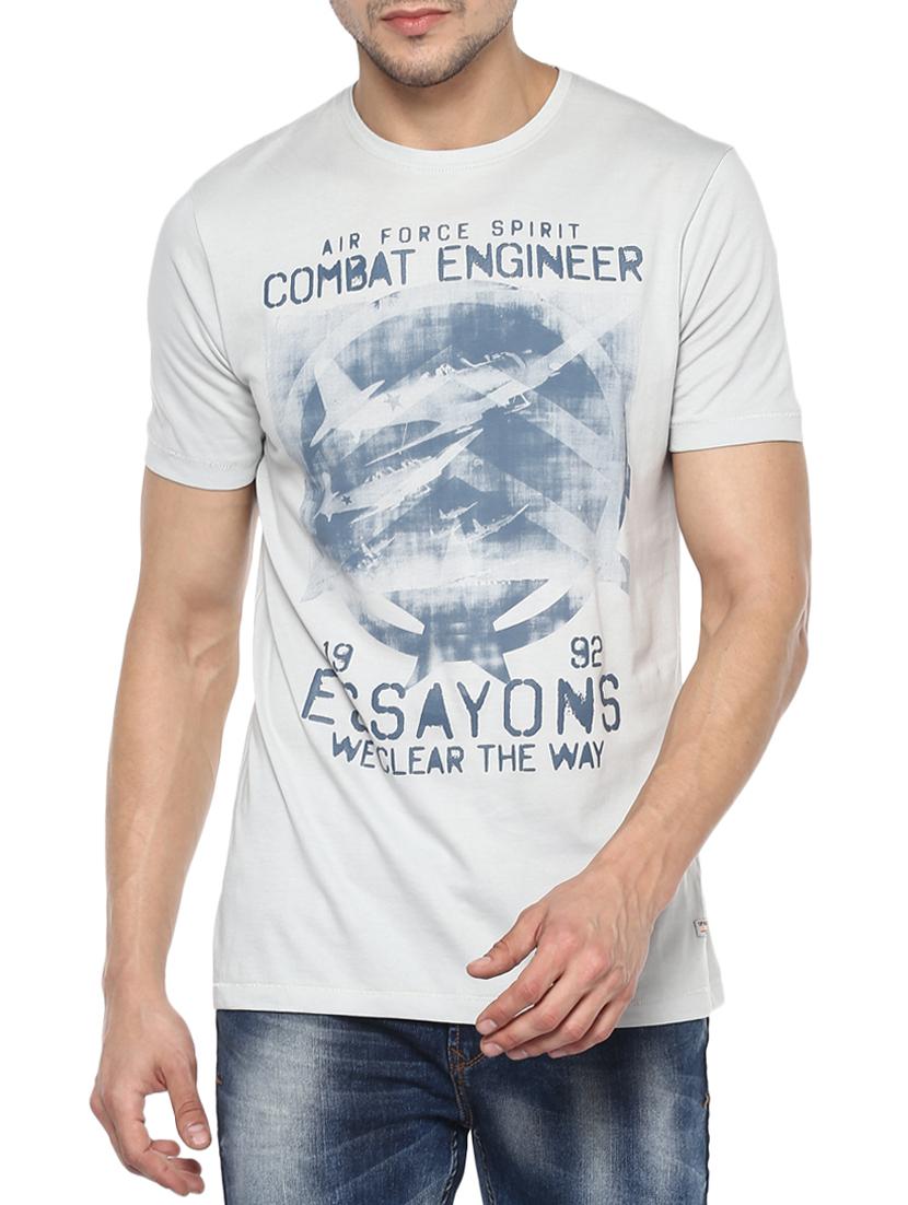 grey cotton front print tshirt - 15000944 -  Zoom Image - 0