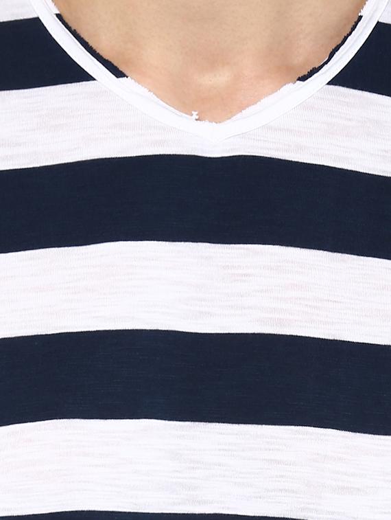 navy blue cotton striped t-shirt - 15000961 - Standard Image - 3
