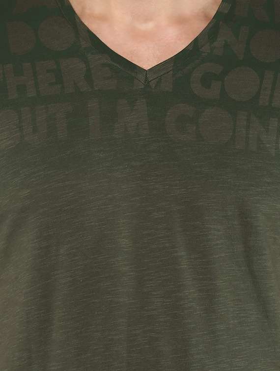 green cotton chest print tshirt - 15000965 -  Standard Image - 3