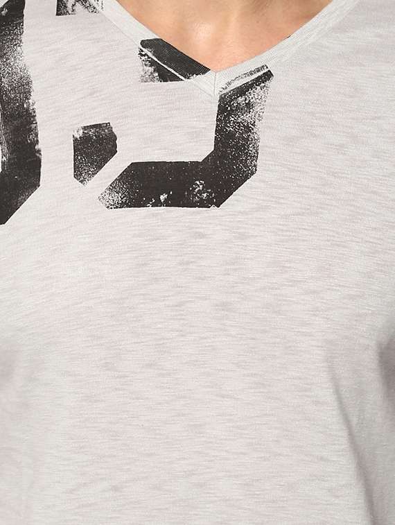 grey cotton chest print tshirt - 15000966 - Standard Image - 3