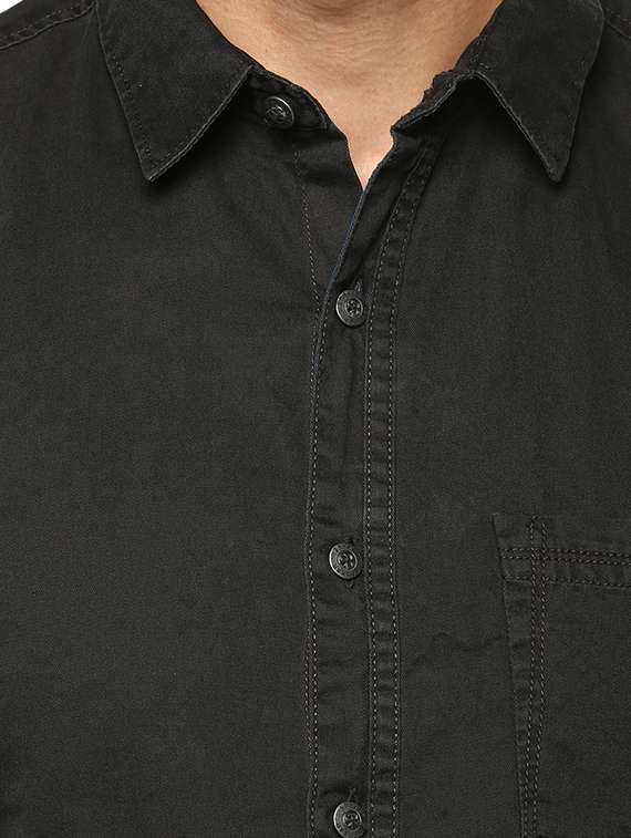 black cotton casual shirt - 15000994 -  Standard Image - 3