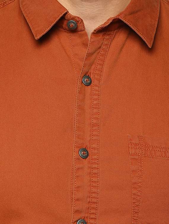 orange cotton casual shirt - 15000996 -  Standard Image - 3