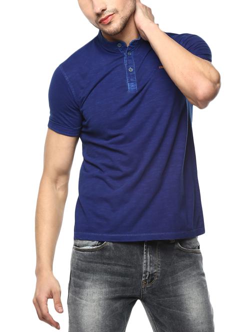 blue cotton collared t-shirt - 15000997 -  Standard Image - 0