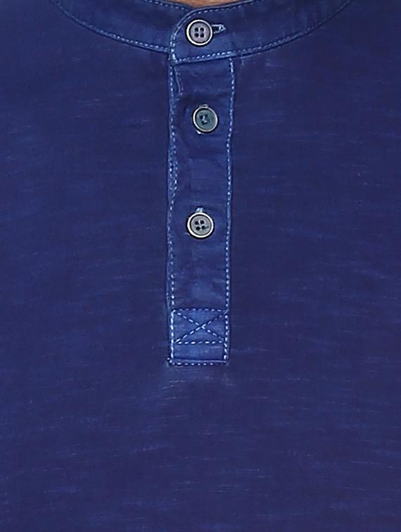 blue cotton collared t-shirt - 15000997 - Standard Image - 3