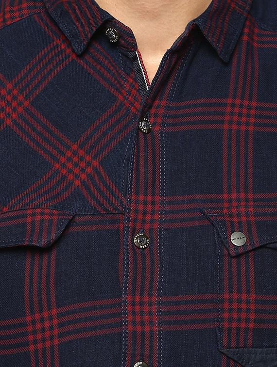 navy blue cotton casual shirt - 15001012 - Standard Image - 3